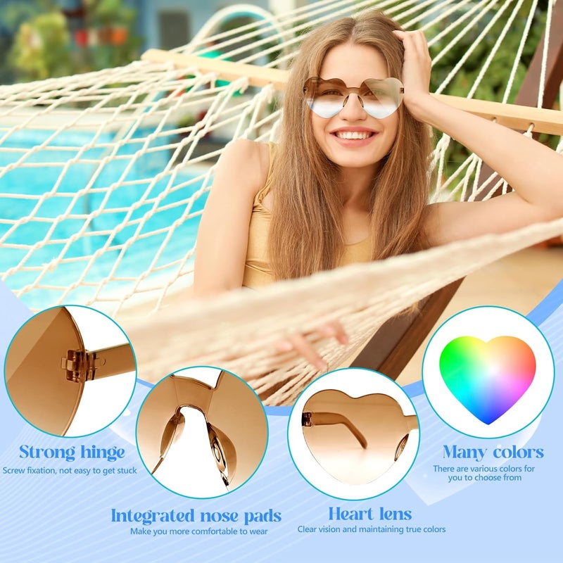 NACHLYNN 10 Pairs Heart Sunglasses Women Rimless Heart Shaped Sunglasses Candy Color Glasses for Costumes Cosplay (Gradient Rainbow) - Image 4